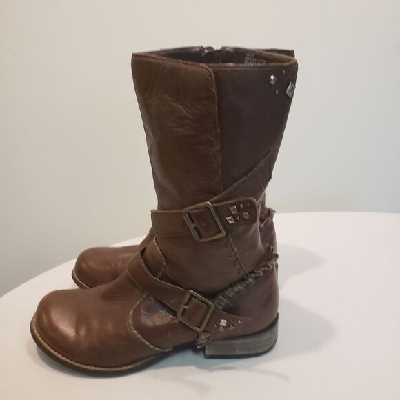Kensie Brown Leather Boots Size 8 - Picture 1 of 9